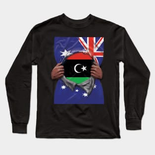 Libya Flag Australian Flag Ripped - Gift for Libyan From Libya Long Sleeve T-Shirt